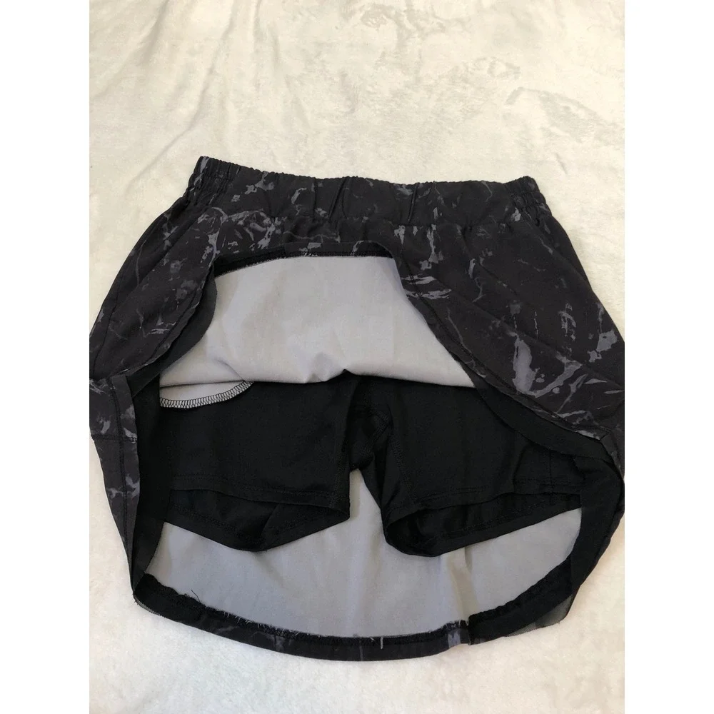 RBX Skort Womens Medium Black Gray Marble Print Active Tennis Skirt Pockets